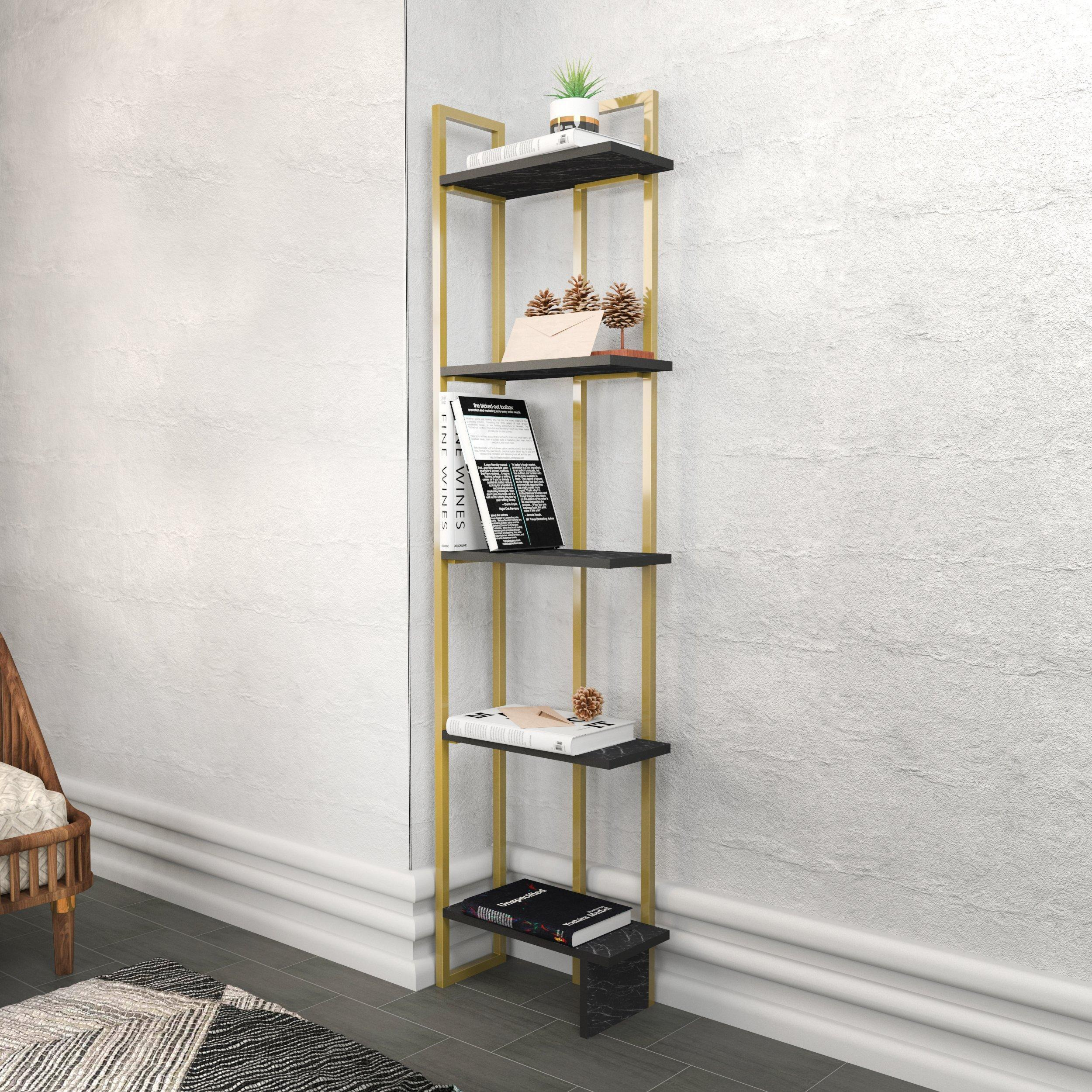 Alice 5-tier Metal Frame Corner Bookcase Bookshelf Shelving Unit Display Unit - image 1