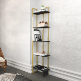 Alice 5-tier Metal Frame Corner Bookcase Bookshelf Shelving Unit Display Unit - thumbnail 1