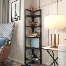 Remo Metal Corner Bookcase Bookshelf Shelving Unit - Marble Design