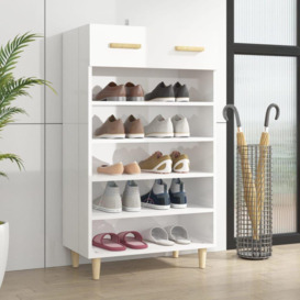 Shoe Cabinet High Gloss White 60x35x105 cm Engineered Wood - thumbnail 1