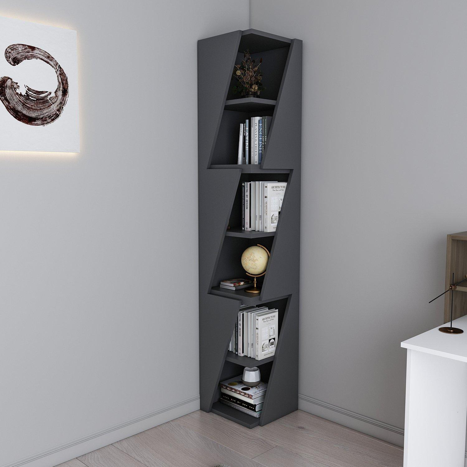 Arrow 6-tier Corner Bookcase, Bookshelf, Shelving Unit - image 1