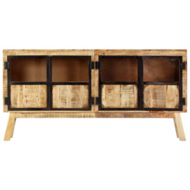 Sideboard Brown and Black 160x30x80 cm Solid Rough Mango Wood - thumbnail 2