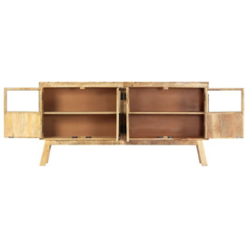 Sideboard Brown and Black 160x30x80 cm Solid Rough Mango Wood - thumbnail 3