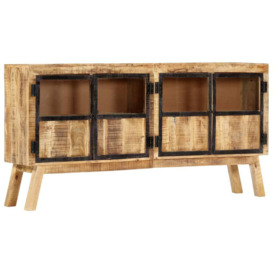 Sideboard Brown and Black 160x30x80 cm Solid Rough Mango Wood - thumbnail 1
