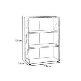 3 Tier Sonoma Oak Modern Bookcase - thumbnail 3