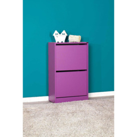 Two Tier Shoe Storage Unit Cabinet Purple