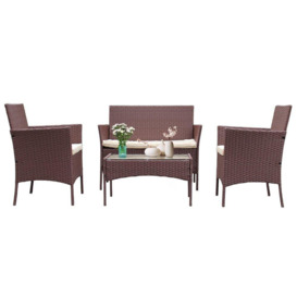 4 Seater Rattan Garden Furniture Set with 2 Single Chairs, 1 Double Sofa and 1 Table - thumbnail 2