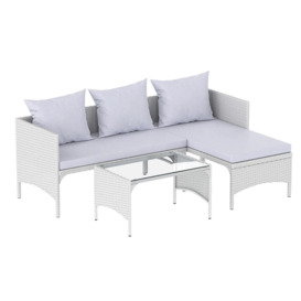 3-Piece Outdoor PE Rattan Furniture Set Patio Wicker Conversation Loveseat Sofa Sectional Couch