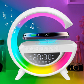 G-Lamp LED Bedside Light Phone & Smart Watch Wireless Charging Station With Bluetooth Audio Speaker & Alarm Clock - thumbnail 2