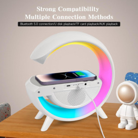 G-Lamp LED Bedside Light Phone & Smart Watch Wireless Charging Station With Bluetooth Audio Speaker & Alarm Clock - thumbnail 3