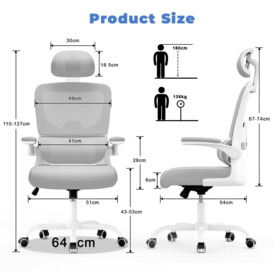 Swivel Computer Chair with Rocking Function, Adaptive Lumbar Support/Headrest/Flip-up Armrests - thumbnail 2
