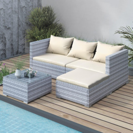 4 Pieces Patio Furniture Sets All Weather Outdoor Sectional Patio Sofa Manual Weaving Wicker Rattan Patio Seating Sofas with Cushion