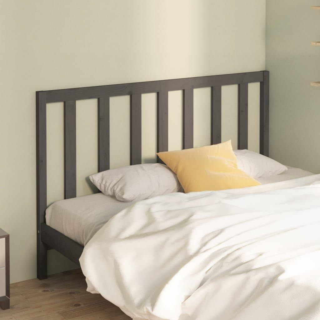 Bed Headboard Grey 141x4x100 cm Solid Wood Pine - image 1