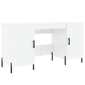 Desk High Gloss White 140x50x75 cm Engineered Wood - thumbnail 3