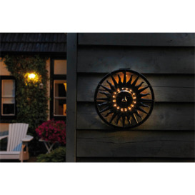 Solar Led Light Sun Wall Ornament Old Silver