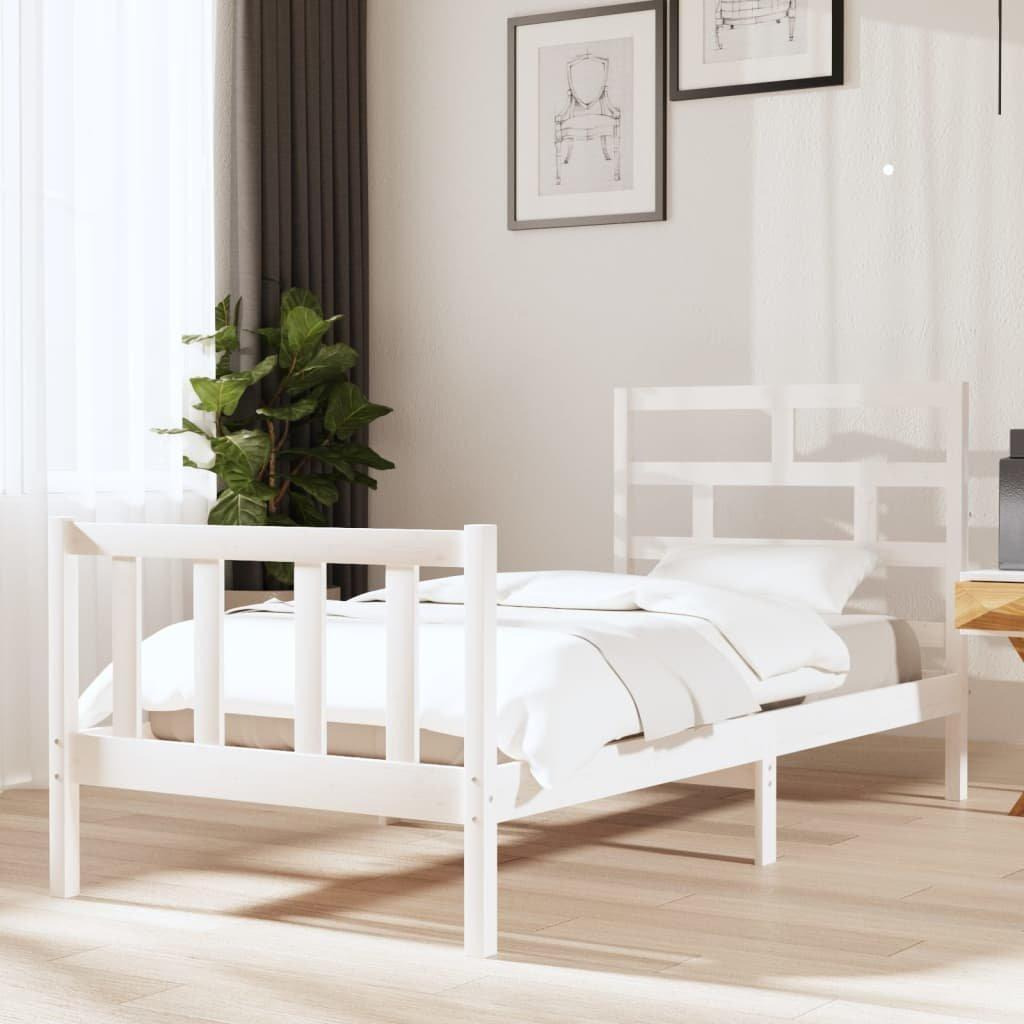 Bed Frame White Solid Wood Pine 90x200 cm - image 1