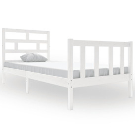Bed Frame White Solid Wood Pine 90x200 cm - thumbnail 2