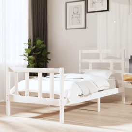 Bed Frame White Solid Wood Pine 90x200 cm - thumbnail 1