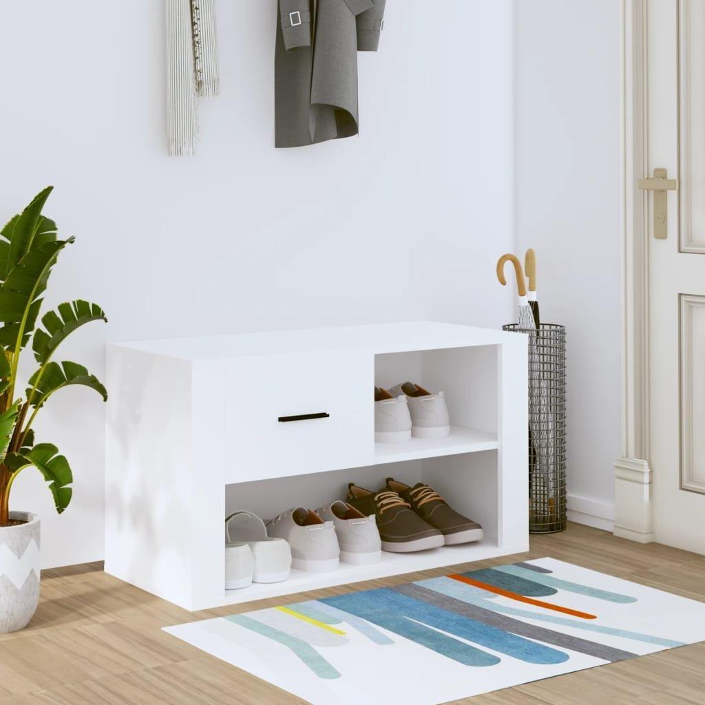 Shoe Cabinet White 80x35x45 cm Engineered Wood - image 1