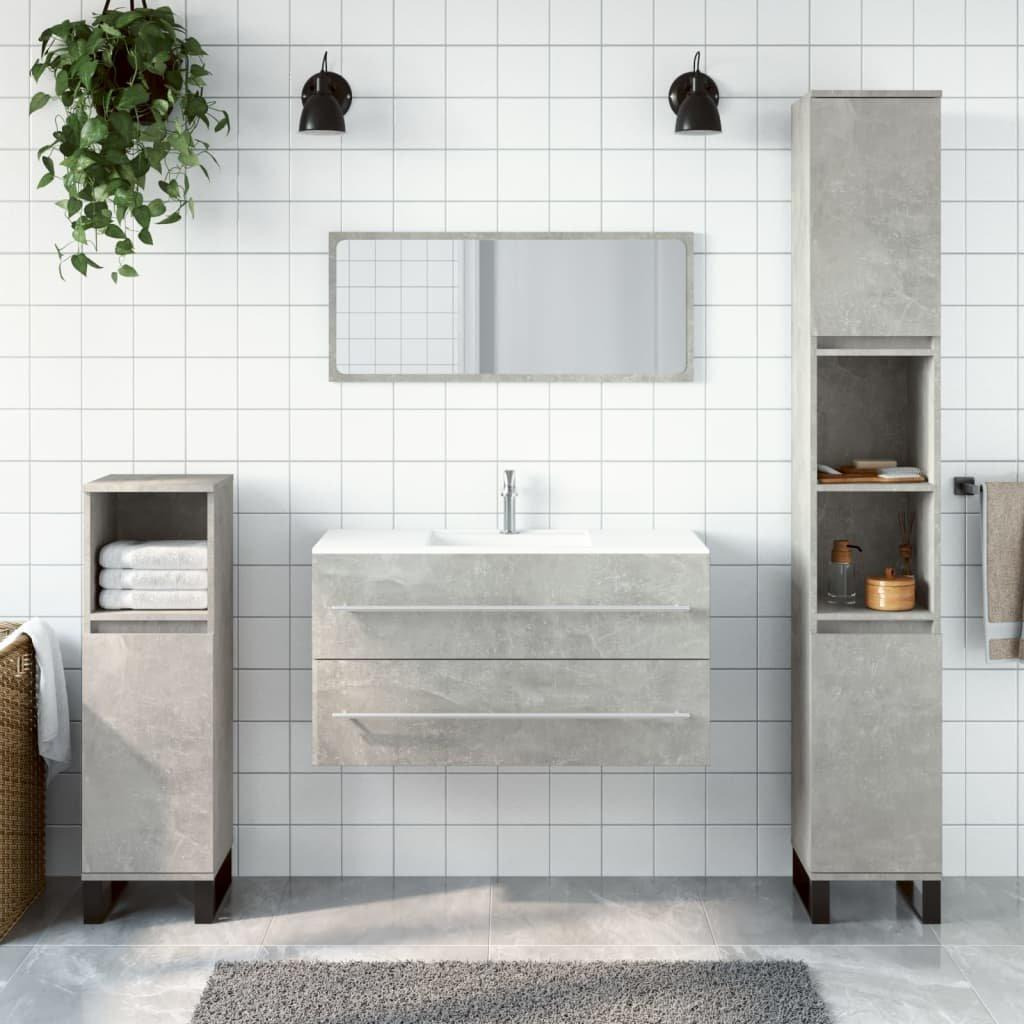Bathroom Cabinet with Mirror Concrete Grey Engineered Wood - image 1