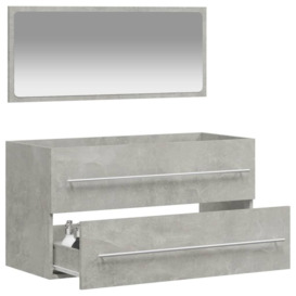 Bathroom Cabinet with Mirror Concrete Grey Engineered Wood - thumbnail 3
