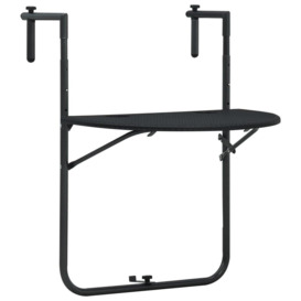 Hanging Balcony Table Black 60x64x83.5 cm Plastic Rattan Look - thumbnail 1