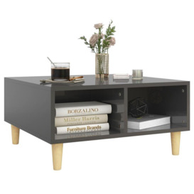 Coffee Table High Gloss Grey 60x60x30 cm Engineered Wood - thumbnail 3