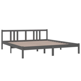 Bed Frame Grey Solid Wood 180x200 cm Super King Size - thumbnail 3
