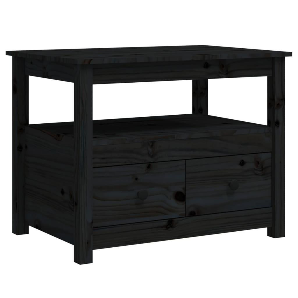 Coffee Table Black 71x49x55 cm Solid Wood Pine - image 1