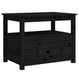 Coffee Table Black 71x49x55 cm Solid Wood Pine - thumbnail 1