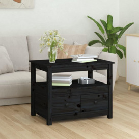Coffee Table Black 71x49x55 cm Solid Wood Pine - thumbnail 3