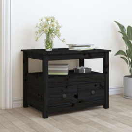 Coffee Table Black 71x49x55 cm Solid Wood Pine - thumbnail 2