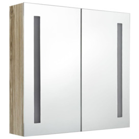 LED Bathroom Mirror Cabinet Oak 62x14x60 cm - thumbnail 3