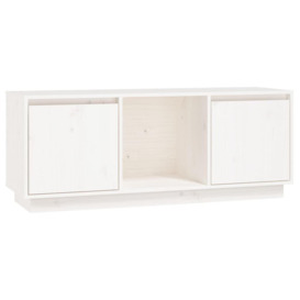 TV Cabinet White 110.5x35x44 cm Solid Wood Pine - thumbnail 2