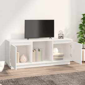 TV Cabinet White 110.5x35x44 cm Solid Wood Pine - thumbnail 3