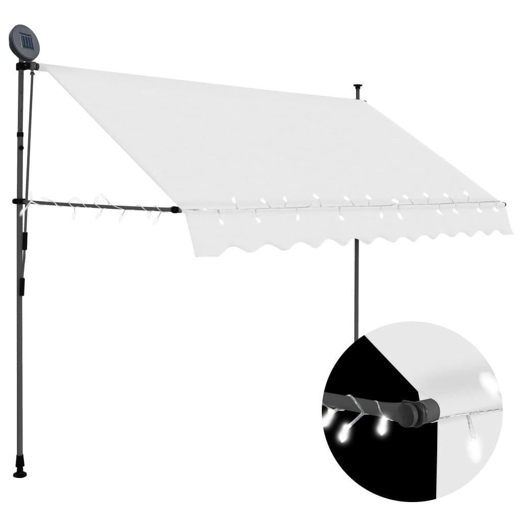 Manual Retractable Awning with LED 300 cm Cream - image 1