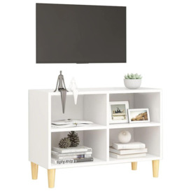 TV Cabinet with Solid Wood Legs White 69.5x30x50 cm - thumbnail 3