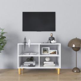 TV Cabinet with Solid Wood Legs White 69.5x30x50 cm - thumbnail 1