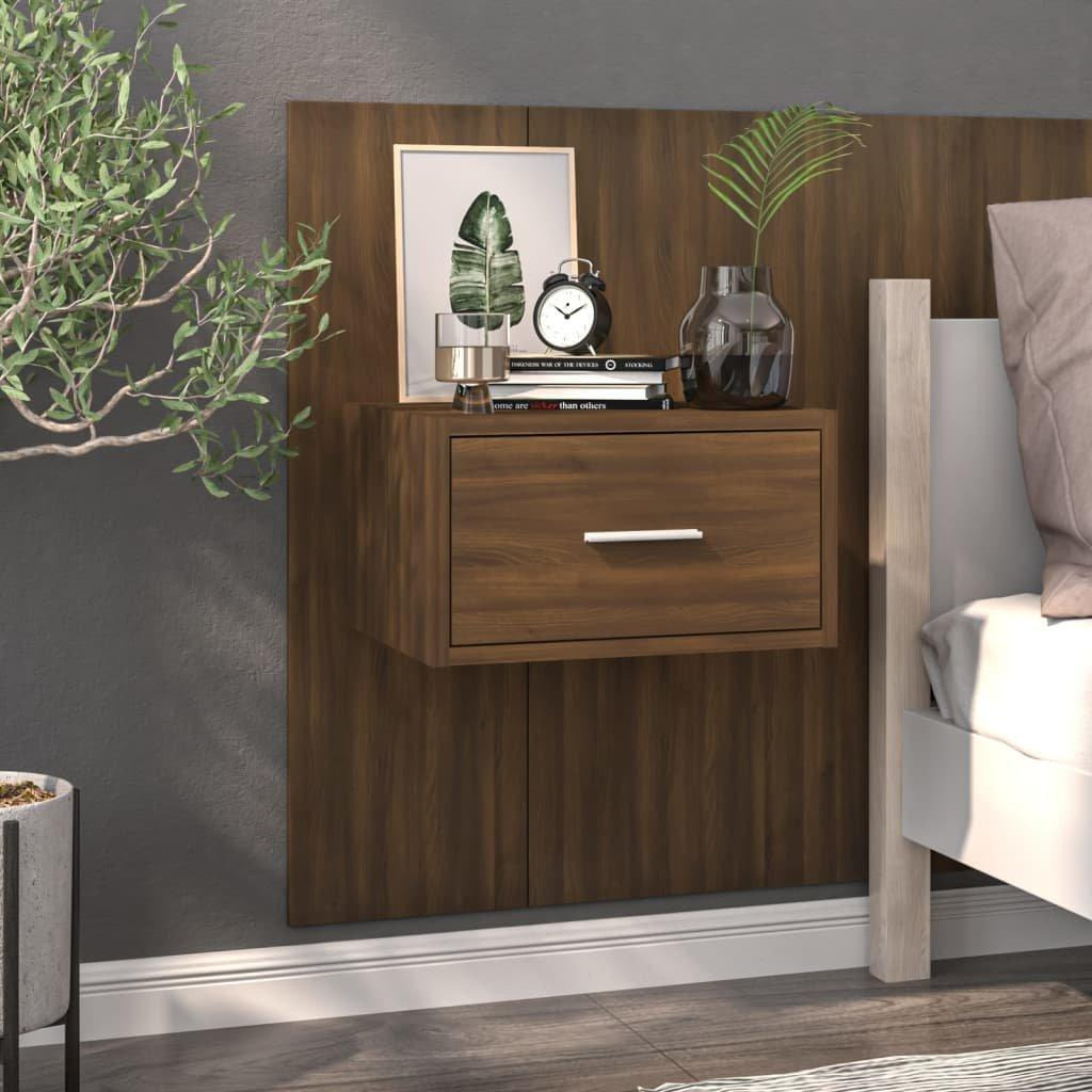 Wall-mounted Bedside Cabinet Brown Oak - image 1