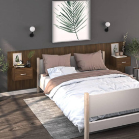 Wall-mounted Bedside Cabinet Brown Oak - thumbnail 3