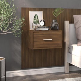 Wall-mounted Bedside Cabinet Brown Oak - thumbnail 1