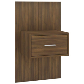 Wall-mounted Bedside Cabinet Brown Oak - thumbnail 2