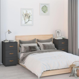 Bedside Cabinets 2 pcs Grey 40x40x75 cm Solid Wood Pine