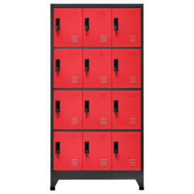 Locker Cabinet Anthracite and Red 90x45x180 cm Steel - thumbnail 2