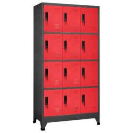 Locker Cabinet Anthracite and Red 90x45x180 cm Steel - thumbnail 1