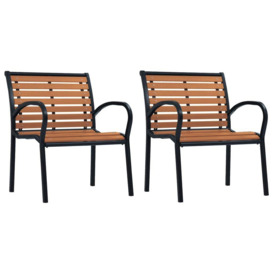 Garden Chairs 2 pcs Steel and WPC Black and Brown - thumbnail 1