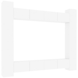 8 Piece TV Cabinet Set High Gloss White Engineered Wood - thumbnail 2