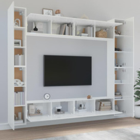 8 Piece TV Cabinet Set High Gloss White Engineered Wood - thumbnail 3