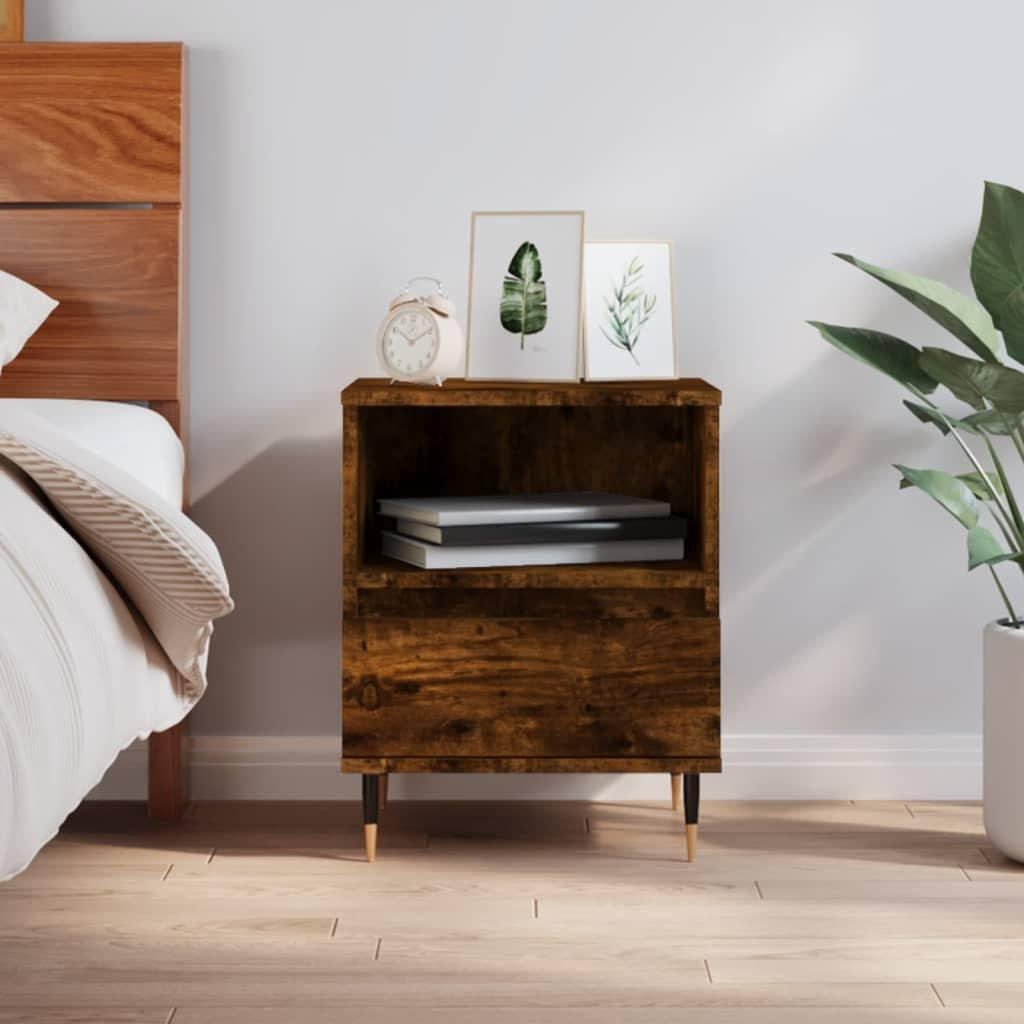Bedside Cabinet Smoked Oak 40x35x50 cm Engineered Wood - image 1