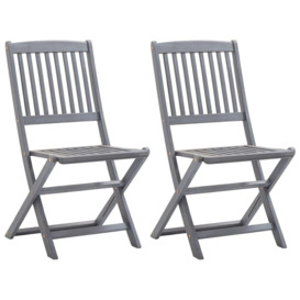 Folding Outdoor Chairs 2 pcs Solid Acacia Wood - thumbnail 1